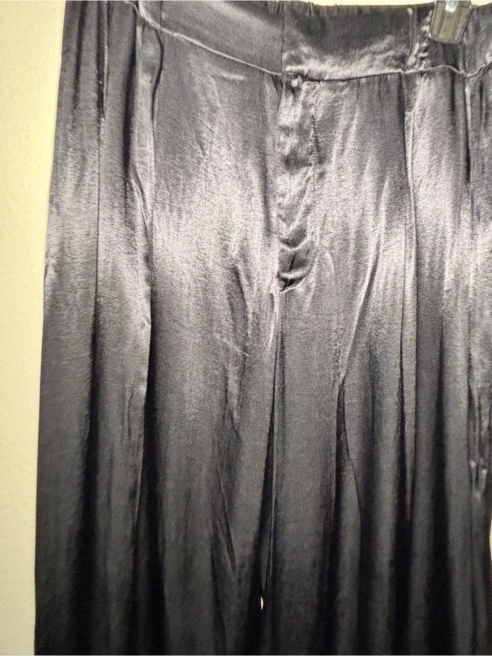 Free People Black Satin Wide-Leg Dress Pants